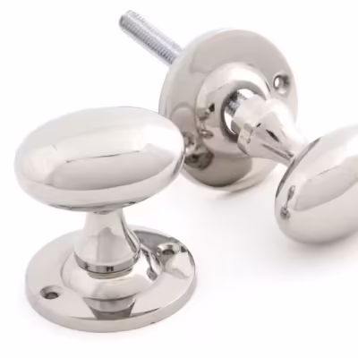 Polished Nickel Oval Mortice/Rim Knob Set