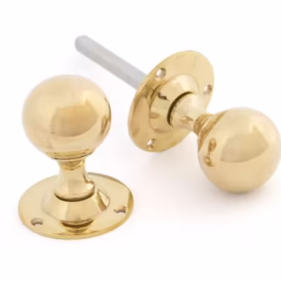Polished Brass Ball Mortice Knob Set