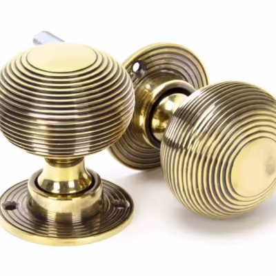 Aged Brass Heavy Beehive Mortice/Rim Knob Set