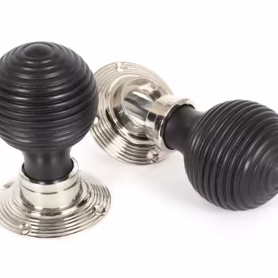 Ebony and PN Beehive Mortice/Rim Knob Set