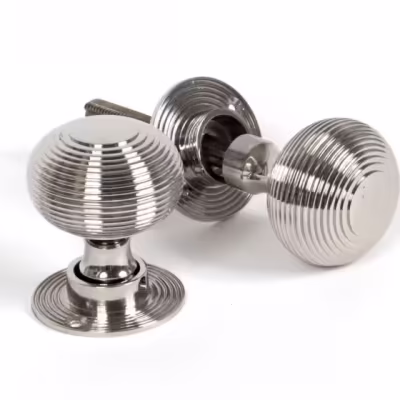 Polished Nickel Heavy Beehive Mortice/Rim Knob Set
