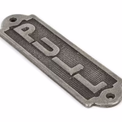 Antique Pewter Pull Sign