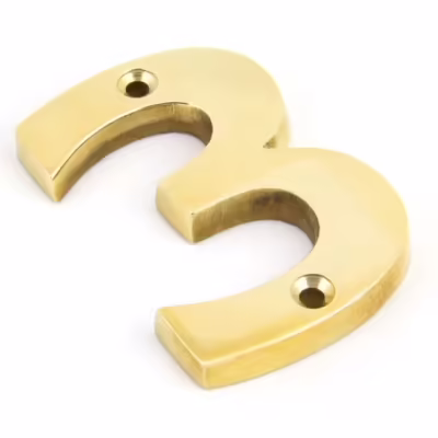 Polished Brass Numeral 3