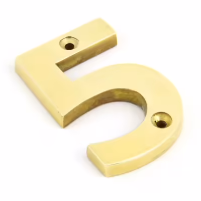 Polished Brass Numeral 5 - Image 1