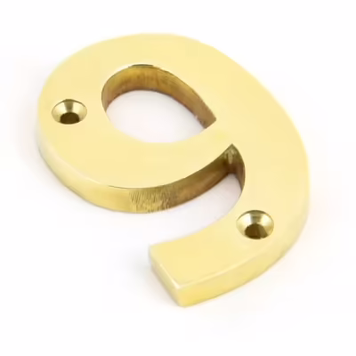 Polished Brass Numeral 9 - Image 1