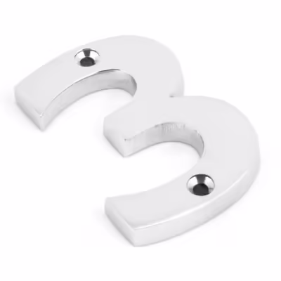 Polished Chrome Numeral 3