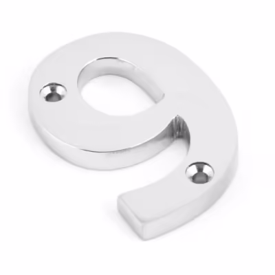 Polished Chrome Numeral 9