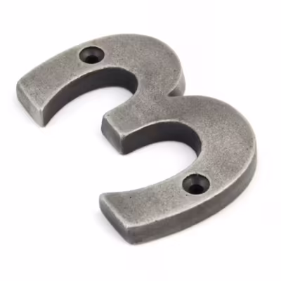 Antique Pewter Numeral 3