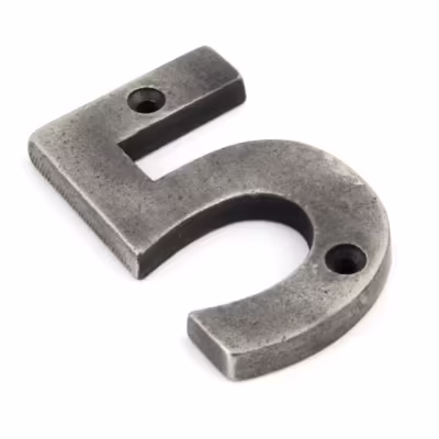 Antique Pewter Numeral 5