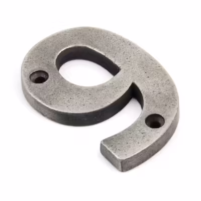 Antique Pewter Numeral 9