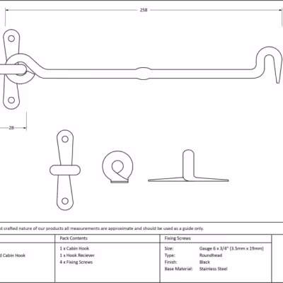 Black 10" Forged Cabin Hook - Image 2