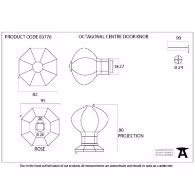 Pewter Octagonal Centre Door Knob - Image 3