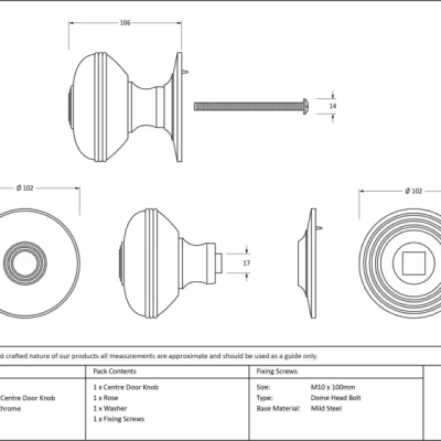 Polished Chrome Prestbury Centre Door Knob - Image 4