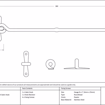 Pewter 14" Forged Cabin Hook - Image 2