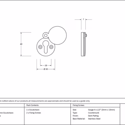 Aged Brass 30mm Round Escutcheon - Image 3