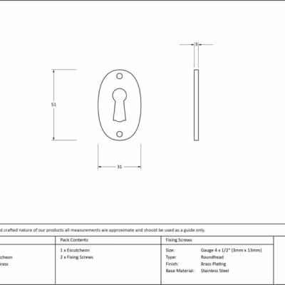 Polished Brass Oval Escutcheon - Image 2