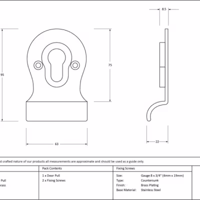 Polished Brass Euro Door Pull - Image 2