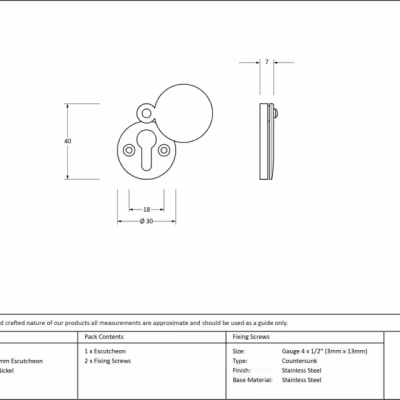 Polished Nickel 30mm Round Escutcheon - Image 3