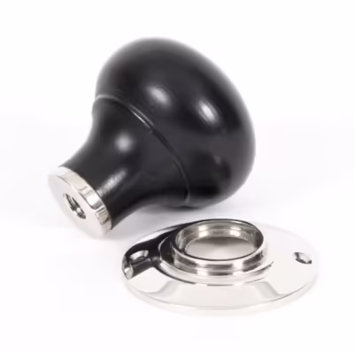 Ebony and PN Bun Mortice/Rim Knob Set - Image 3