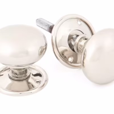 Polished Nickel Mushroom Mortice/Rim Knob Set