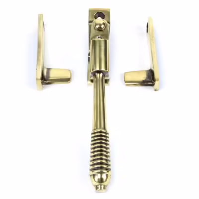 Aged Brass Night-Vent Locking Reeded Fastener - Image 4