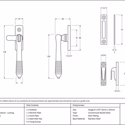 Aged Brass Locking Reeded Fastener - Image 3