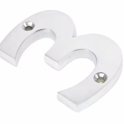 Satin Chrome Numeral 3