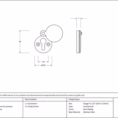 Aged Bronze 30mm Round Escutcheon - Image 3
