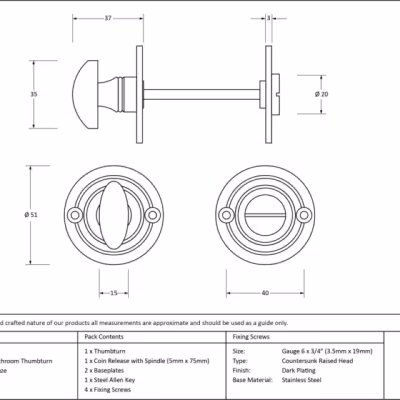Aged Bronze Round Bathroom Thumbturn - Image 4