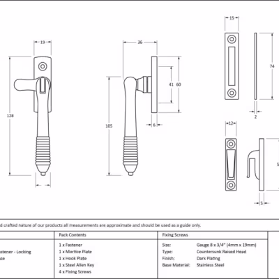 Aged Bronze Locking Reeded Fastener - Image 3