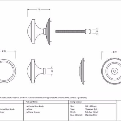 Polished Nickel Art Deco Centre Door Knob - Image 4