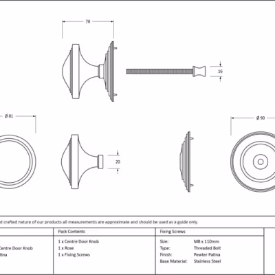 Pewter Art Deco Centre Door Knob - Image 5