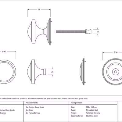 Polished Chrome Art Deco Centre Door Knob - Image 3