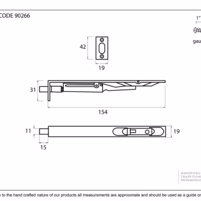 Black PVD Stainless Steel 6" Flush Bolt - Image 3
