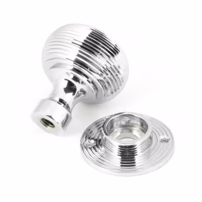 Polished Chrome Heavy Beehive Mortice/Rim Knob Set - Image 3