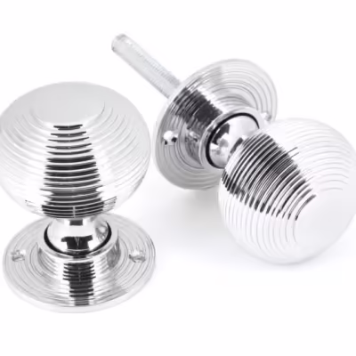Polished Chrome Heavy Beehive Mortice/Rim Knob Set