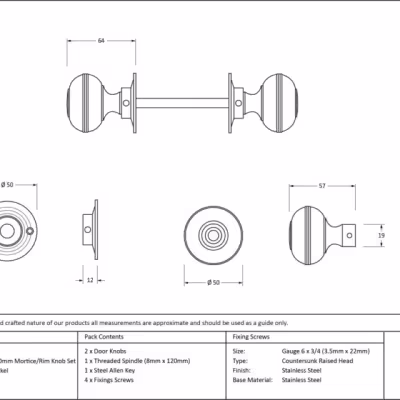 Polished Chrome 50mm Prestbury Mortice/Rim Knob Set - Image 6