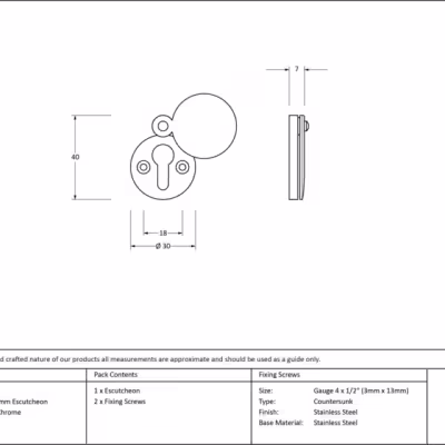 Polished Chrome 30mm Round Escutcheon - Image 3