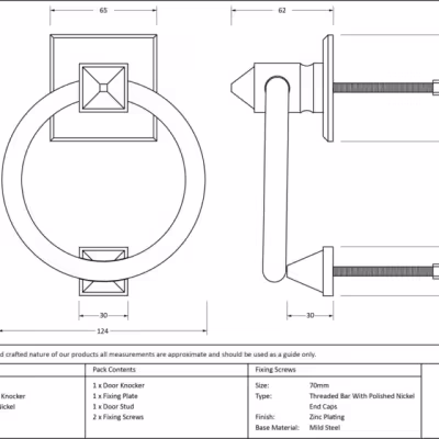 Polished Nickel Ring Door Knocker - Image 4