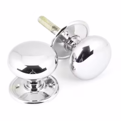 Polished Chrome Mushroom Mortice/Rim Knob Set