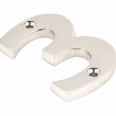 Polished Nickel Numeral 3