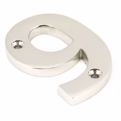 Polished Nickel Numeral 9