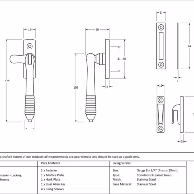 Polished Chrome Locking Reeded Fastener - Image 4