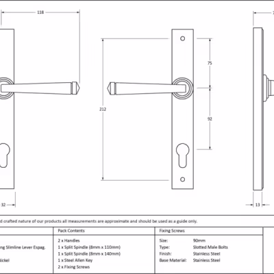 Polished Nickel Avon Slimline Lever Espag. Lock Set - Image 5