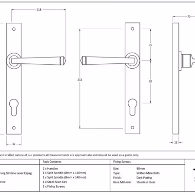 Aged Bronze Avon Slimline Espag. Lock Set - Image 6