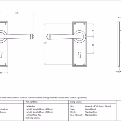Polished Chrome Avon Lever Lock Set - Image 3