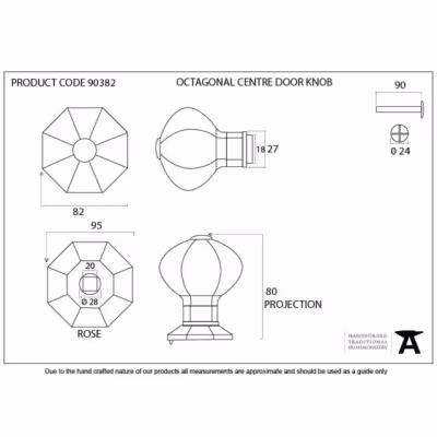 Black Octagonal Centre Door Knob - Image 4