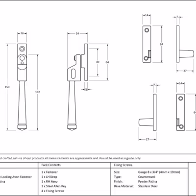 Pewter Night-Vent Locking Avon Fastener - Image 4
