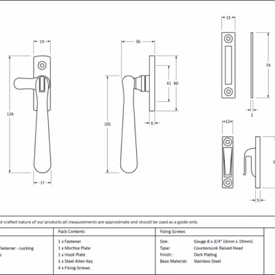 Aged Brass Locking Newbury Fastener - Image 4