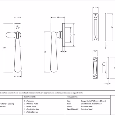 Polished Chrome Locking Newbury Fastener - Image 3